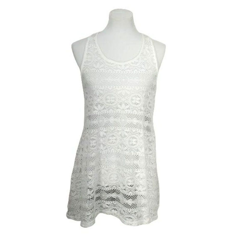 West Loop Women's‎ White Lace Beach Swimsuit Large Cover Up Dress